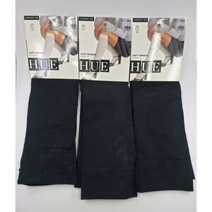 Hue Soft Opaque Knee-Hi Socks Lot of 3 Black Comfort Top Size 1 & 2 Plus DD1015